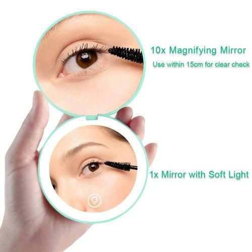 Portable Travel Mirror with LED Light,1x/10x Magnification Compact Mirror, 2-Sided Illuminated Folding Round Mirror - Toytexx Portable Travel Mirror with LED Light,1x/10x Magnification Compact Mirror, 2-Sided Illuminated Folding Round Mirror - Toytexx